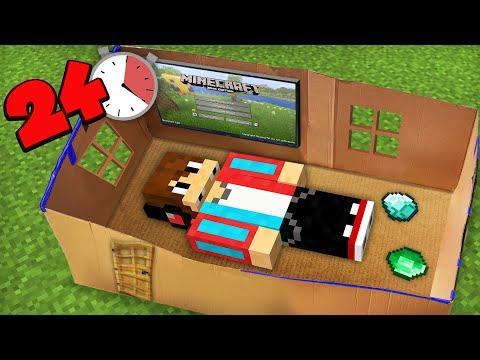 24 ЧАСА ЖИВУ В ДОМЕ ИЗ КАРТОНА В МАЙНКРАФТ | Компот Minecraft