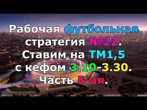 Футбольная стратегия №22. Ставим на ТМ1,5 с кефом 3.10-3.30. Часть 5-ая.