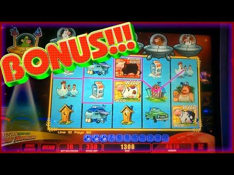 BONUS & PLAY!! On Invaders Return From The Planet Moolah  - 1c WMS VIDEO SLOT GAME