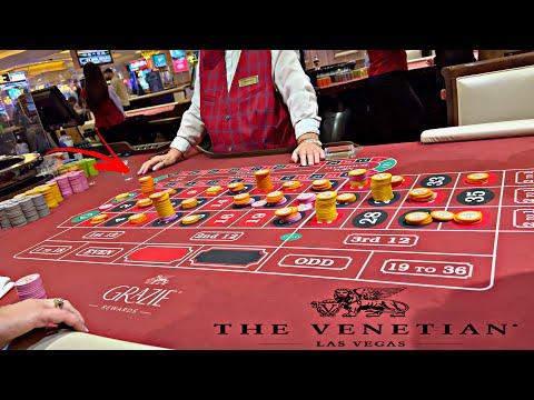 Stacking Chips Everywhere At The Venetian In Las Vegas Roulette Table!